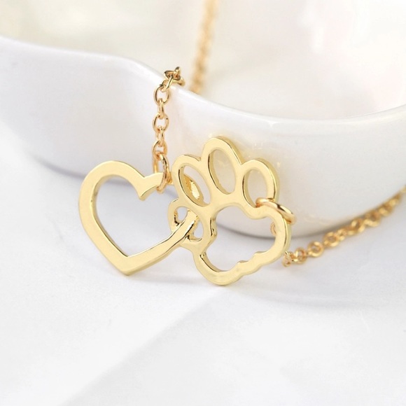 Gold Tone Paw Necklace - Picture 3 of 3